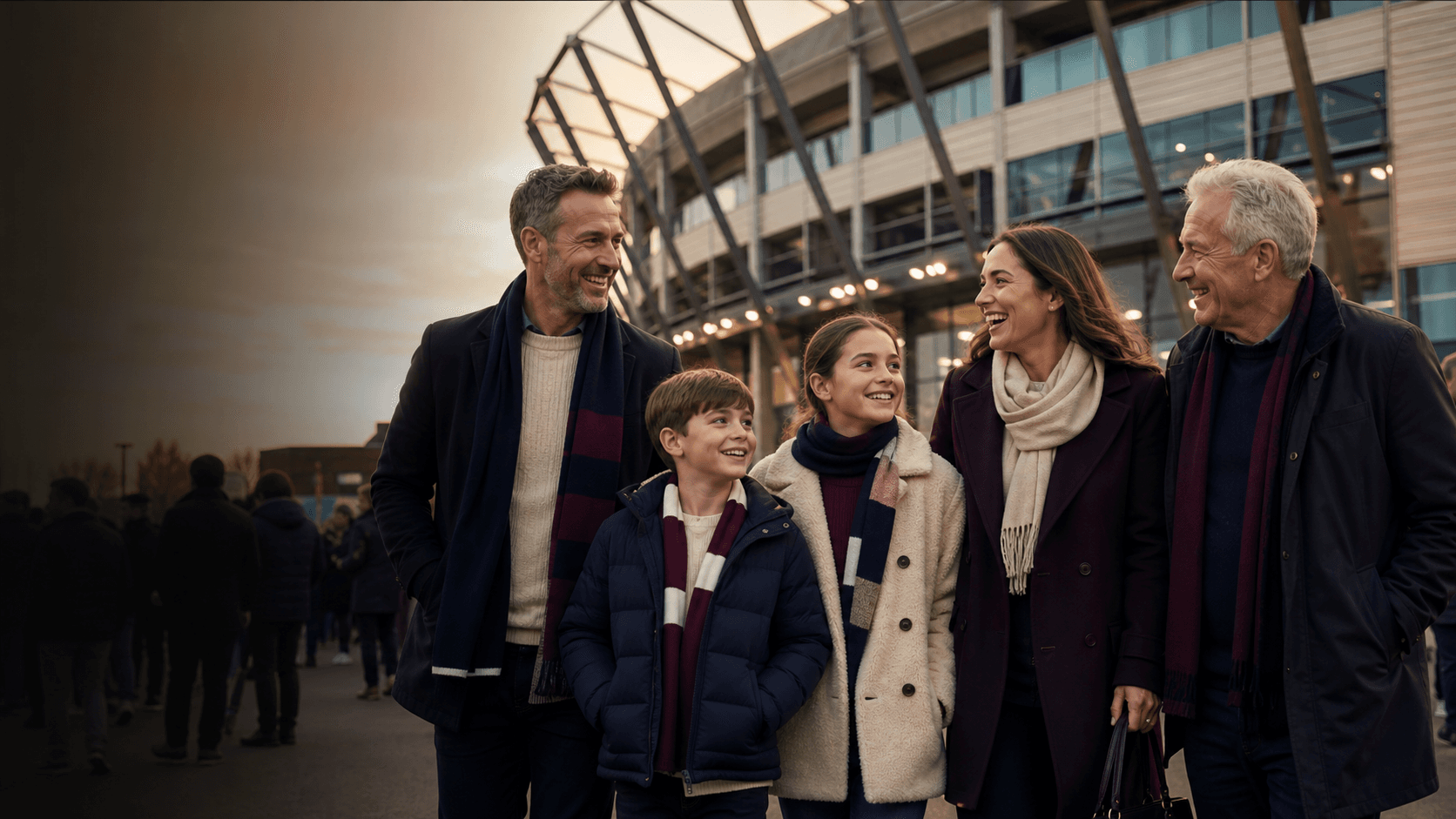A family arriving together for a special football matchday